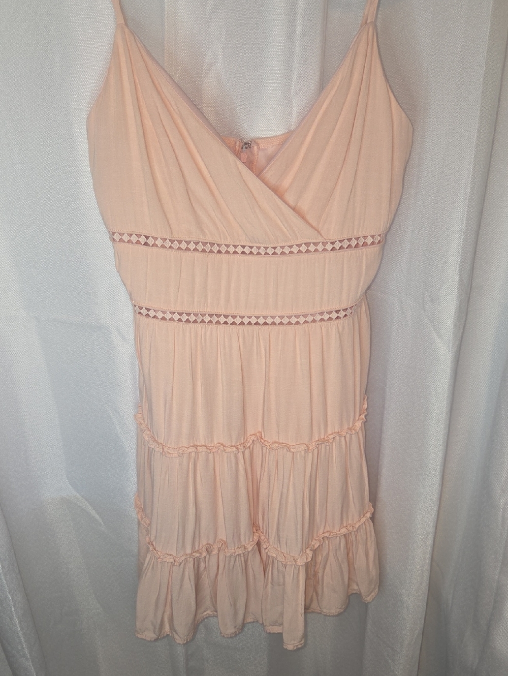 Harper Heritage -Peach Spaghetti-Strap Tiered Mini Dress Small